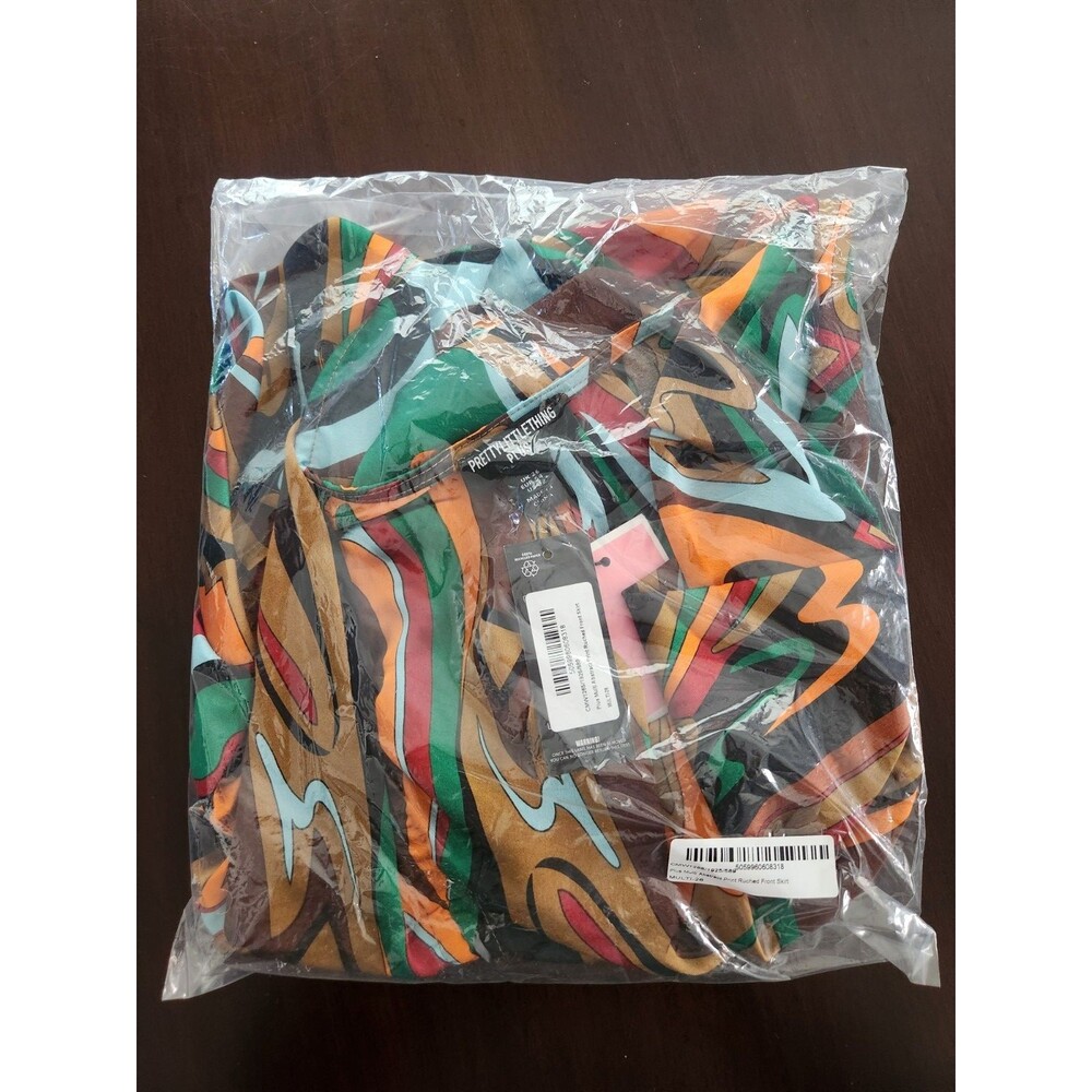 NWT PrettyLittleThing Skirt Plus Size US 22 XXL Ruched Front Abstract Print 2XL - Picture 9 of 10